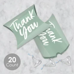 Big Dot Of Happiness Sage Green Elegantly Simple - Favor Gift Boxes - Guest Party Favors Petite Pillow Boxes - Set Of 20