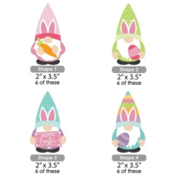 Big Dot Of Happiness Easter Gnomes - Paper Straw Decor - Spring Bunny Party Striped Decorative Straws - Set Of 24