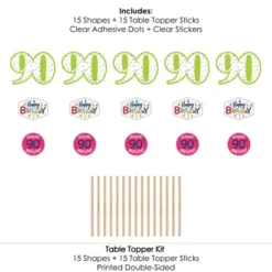 Big Dot Of Happiness 90th Birthday - Cheerful Happy Birthday - Colorful Ninetieth Birthday Party Centerpiece Sticks - Table Toppers - Set Of 15 -Aurora Party Sales GUEST 15faf56c 9c3e 4983 aad1 7fba9d9d7d02