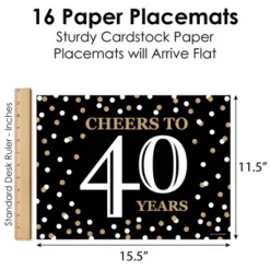 Big Dot Of Happiness Adult 40th Birthday - Gold - Party Table Decorations - Birthday Party Placemats - Set Of 16 -Aurora Party Sales GUEST 161d1d7f 6cb5 45d5 b14d 19d97d22f062