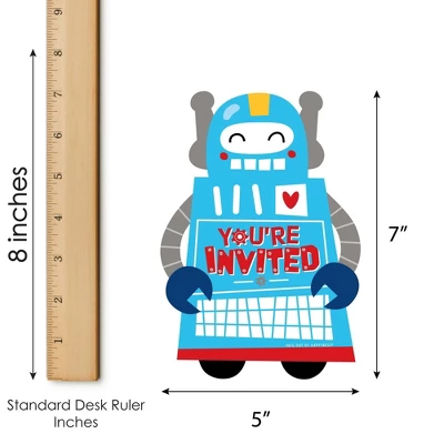 Big Dot Of Happiness Gear Up Robots - Shaped Fill-In Invitations - Birthday Party Or Baby Shower Invitation Cards With Envelopes - Set Of 12 4 Big Dot Of Happiness Gear Up Robots - Shaped Fill-In Invitations - Birthday Party Or Baby Shower Invitation Cards With Envelopes - Set Of 12 - Image 4