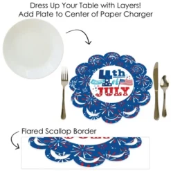 Big Dot Of Happiness Firecracker 4th Of July - Red, White And Royal Blue Party Round Table Decorations - Paper Chargers - Place Setting For 12 -Aurora Party Sales GUEST 17159256 4826 4638 8e19 c3468ef87888