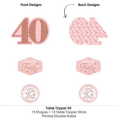 Big Dot Of Happiness 40th Pink Rose Gold Birthday - Happy Birthday Party Centerpiece Sticks - Table Toppers - Set Of 15 4 Big Dot Of Happiness 40th Pink Rose Gold Birthday - Happy Birthday Party Centerpiece Sticks - Table Toppers - Set Of 15 - Image 4