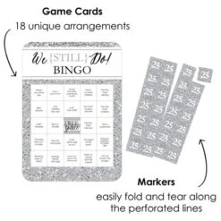 Big Dot Of Happiness We Still Do - 25th Wedding Anniversary - Find The Guest Bingo Cards And Markers - Anniversary Party Bingo Game - Set Of 18