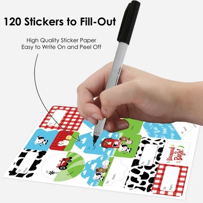 Big Dot Of Happiness Farm Animals - Assorted Barnyard Baby Shower Or Birthday Party Gift Tag Labels - To And From Stickers - 12 Sheets - 120 Stickers 2 Big Dot Of Happiness Farm Animals - Assorted Barnyard Baby Shower Or Birthday Party Gift Tag Labels - To And From Stickers - 12 Sheets - 120 Stickers - Image 2