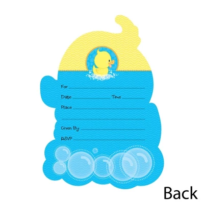 Big Dot Of Happiness Ducky Duck - Shaped Fill-in Invitations - Baby Shower Or Birthday Party Invitation Cards With Envelopes - Set Of 12 2 Big Dot Of Happiness Ducky Duck - Shaped Fill-in Invitations - Baby Shower Or Birthday Party Invitation Cards With Envelopes - Set Of 12 - Image 2