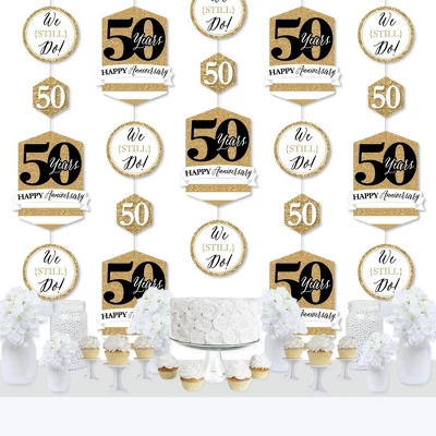 Big Dot Of Happiness We Still Do - 50th Wedding Anniversary - Anniversary Party DIY Dangler Backdrop - Hanging Vertical Decorations - 30 Pieces 1 Big Dot Of Happiness We Still Do - 50th Wedding Anniversary - Anniversary Party DIY Dangler Backdrop - Hanging Vertical Decorations - 30 Pieces
