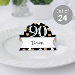 Big Dot Of Happiness Adult 90th Birthday - Gold - Birthday Party Tent Buffet Card - Table Setting Name Place Cards - Set Of 24