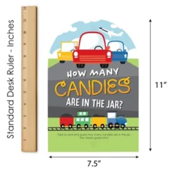 Big Dot Of Happiness Cars, Trains, And Airplanes - How Many Candies Transportation Birthday Party Game - 1 Stand And 40 Cards - Candy Guessing Game -Aurora Party Sales GUEST 1d9d98d6 1448 4242 b850 175fb1be77bf