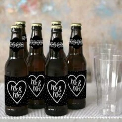 Big Dot Of Happiness Mr. And Mrs. - Black And White Wedding Or Bridal Shower Decorations For Women & Men - 6 Beer Bottle Label Stickers & 1 Carrier -Aurora Party Sales GUEST 1df30a54 8716 4e65 b0cc 45b2738f2a8c