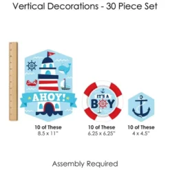 Big Dot Of Happiness Ahoy It's A Boy - Nautical Baby Shower DIY Dangler Backdrop - Hanging Vertical Decorations - 30 Pieces -Aurora Party Sales GUEST 1e7b7aff 26a4 42c5 89fb 2d2985253ede
