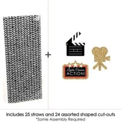 Big Dot Of Happiness Red Carpet Hollywood - Paper Straw Decor - Movie Night Party Striped Decorative Straws - Set Of 24 -Aurora Party Sales GUEST 1ea6deaa 0d59 4a4f 9181 a0fdd197ca4b