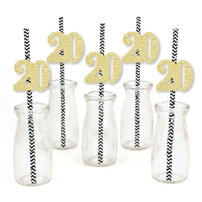 Big Dot Of Happiness Gold Glitter 20 Party Straws - No-Mess Real Gold Glitter Cut-Out Numbers & Decorative 20th Birthday Party Paper Straws - 24 Ct 1 Big Dot Of Happiness Gold Glitter 20 Party Straws - No-Mess Real Gold Glitter Cut-Out Numbers & Decorative 20th Birthday Party Paper Straws - 24 Ct