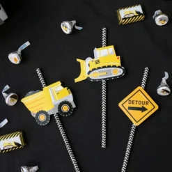 Big Dot Of Happiness Dig It - Construction Party Zone - Paper Straw Decor - Baby Shower Or Birthday Party Striped Decorative Straws - Set Of 24 -Aurora Party Sales GUEST 1f417d95 ed45 4c87 904a e257e3e9e663