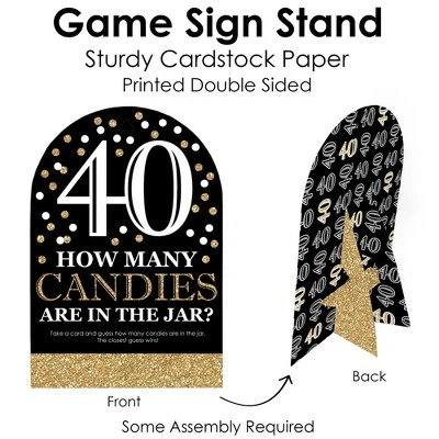 Big Dot Of Happiness Adult 40th Birthday - Gold - How Many Candies Birthday Party Game - 1 Stand And 40 Cards - Candy Guessing Game 3 Big Dot Of Happiness Adult 40th Birthday - Gold - How Many Candies Birthday Party Game - 1 Stand And 40 Cards - Candy Guessing Game - Image 3