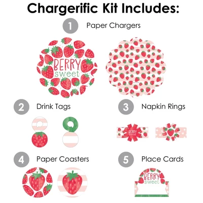 Big Dot Of Happiness Berry Sweet Strawberry Fruit Themed Birthday Party & Baby Shower Paper Charger & Table Decorations Chargerific Kit Setting For 8 2 Big Dot Of Happiness Berry Sweet Strawberry Fruit Themed Birthday Party & Baby Shower Paper Charger & Table Decorations Chargerific Kit Setting For 8 - Image 2