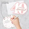 Big Dot Of Happiness 40th Pink Rose Gold Birthday - Shaped Fill-In Invitations - Happy Birthday Party Invitation Cards With Envelopes - Set Of 12