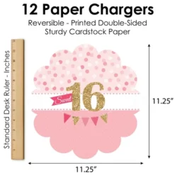 Big Dot Of Happiness Sweet 16 - 16th Birthday Party Round Table Decorations - Paper Chargers - Place Setting For 12 -Aurora Party Sales GUEST 21c0955f d162 4a97 af45 6e51f63be23a