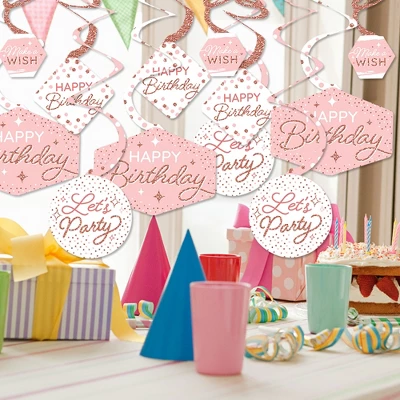 Big Dot Of Happiness Pink Rose Gold Birthday - Happy Birthday Party Hanging Decor - Party Decoration Swirls - Set Of 40 1 Big Dot Of Happiness Pink Rose Gold Birthday - Happy Birthday Party Hanging Decor - Party Decoration Swirls - Set Of 40