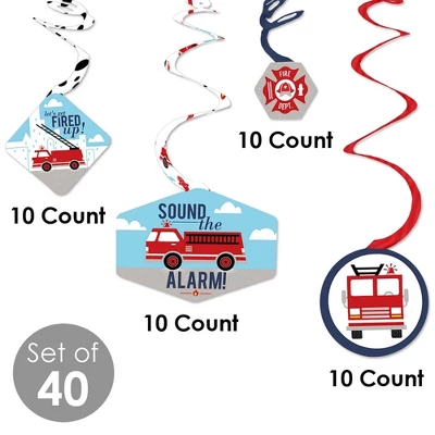 Big Dot Of Happiness Fired Up Fire Truck - Firefighter Firetruck Baby Shower Or Birthday Party Hanging Decor - Party Decoration Swirls - Set Of 40 3 Big Dot Of Happiness Fired Up Fire Truck - Firefighter Firetruck Baby Shower Or Birthday Party Hanging Decor - Party Decoration Swirls - Set Of 40 - Image 3