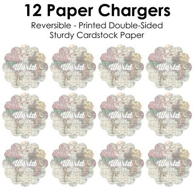 Big Dot Of Happiness World Awaits - Travel Themed Party Round Table Decorations - Paper Chargers - Place Setting For 12 4 Big Dot Of Happiness World Awaits - Travel Themed Party Round Table Decorations - Paper Chargers - Place Setting For 12 - Image 4