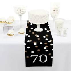 Big Dot Of Happiness Adult 70th Birthday - Gold - Petite Birthday Party Paper Table Runner - 12 X 60 Inches