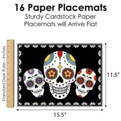 Big Dot Of Happiness Day Of The Dead - Party Table Decorations - Sugar Skull Party Placemats - Set Of 16 -Aurora Party Sales GUEST 2488623a d86f 4d4b 9f8f d3f6c318ee00
