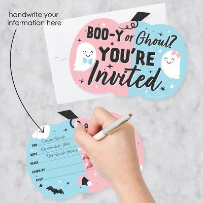 Big Dot Of Happiness Boo-y Or Ghoul - Shaped Fill-In Invitations - Halloween Gender Reveal Party Invitation Cards With Envelopes - Set Of 12 1 Big Dot Of Happiness Boo-y Or Ghoul - Shaped Fill-In Invitations - Halloween Gender Reveal Party Invitation Cards With Envelopes - Set Of 12