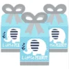 Big Dot Of Happiness Blue Elephant - Square Favor Gift Boxes - Boy Baby Shower Or Birthday Party Bow Boxes - Set Of 12