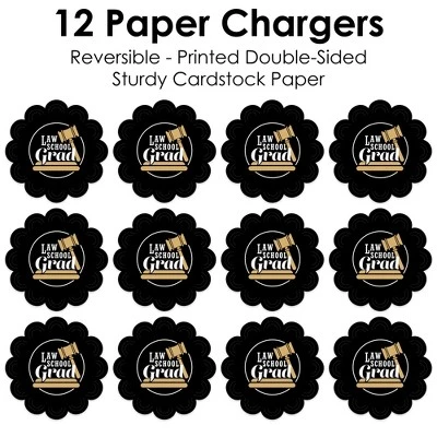 Big Dot Of Happiness Law School Grad - Future Lawyer Graduation Party Round Table Decorations - Paper Chargers - Place Setting For 12 4 Big Dot Of Happiness Law School Grad - Future Lawyer Graduation Party Round Table Decorations - Paper Chargers - Place Setting For 12 - Image 4