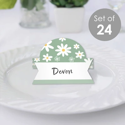 Big Dot Of Happiness Sage Green Daisy Flowers - Floral Party Tent Buffet Card - Table Setting Name Place Cards - Set Of 24 1 Big Dot Of Happiness Sage Green Daisy Flowers - Floral Party Tent Buffet Card - Table Setting Name Place Cards - Set Of 24