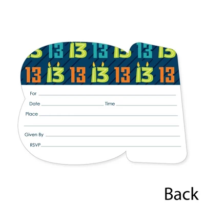 Big Dot Of Happiness Boy 13th Birthday - Shaped Fill-In Invitations - Official Teenager Birthday Party Invitation Cards With Envelopes - Set Of 12 3 Big Dot Of Happiness Boy 13th Birthday - Shaped Fill-In Invitations - Official Teenager Birthday Party Invitation Cards With Envelopes - Set Of 12 - Image 3