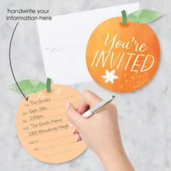 Big Dot Of Happiness Little Clementine - Shaped Fill-In Invitations Orange Citrus Baby Shower Or Birthday Party Invitation Cards With Envelopes 12 Ct