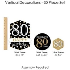 Big Dot Of Happiness Adult 80th Birthday - Gold - Birthday Party DIY Dangler Backdrop - Hanging Vertical Decorations - 30 Pieces -Aurora Party Sales GUEST 278571aa 2347 4161 88b7 d4614ea95c76