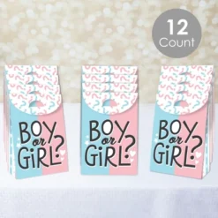 Big Dot Of Happiness Baby Gender Reveal - Team Boy Or Girl Gift Favor Bags - Party Goodie Boxes - Set Of 12