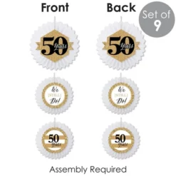 Big Dot Of Happiness We Still Do - 50th Wedding Anniversary - Hanging Anniversary Party Tissue Decoration Kit - Paper Fans - Set Of 9 -Aurora Party Sales GUEST 2840c4c0 e256 453e a749 6441b255c79f