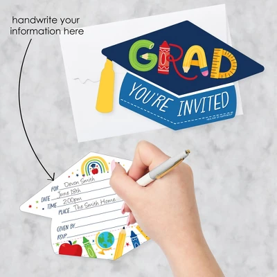 Big Dot Of Happiness Elementary Grad - Shaped Fill-In Invitations - Kids Graduation Party Invitation Cards With Envelopes - Set Of 12 1 Big Dot Of Happiness Elementary Grad - Shaped Fill-In Invitations - Kids Graduation Party Invitation Cards With Envelopes - Set Of 12