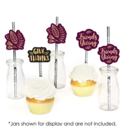 Big Dot Of Happiness Elegant Thankful For Friends - Paper Straw Decor - Friendsgiving Thanksgiving Party Striped Decorative Straws - Set Of 24 -Aurora Party Sales GUEST 285bebe7 9eb5 4023 89ae ea5209d2b38b