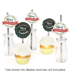 Big Dot Of Happiness Rustic Merry Friendsmas - Paper Straw Decor - Friends Christmas Party Striped Decorative Straws - Set Of 24 -Aurora Party Sales GUEST 29d6139a 58b9 4488 9341 61b27391e5d6