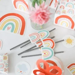 Big Dot Of Happiness Hello Rainbow - Paper Straw Decor - Boho Baby Shower And Birthday Party Striped Decorative Straws - Set Of 24 -Aurora Party Sales GUEST 2a857384 ad9c 47b9 ad40 d82b457e6ae5