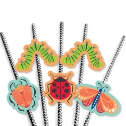 Big Dot Of Happiness Buggin' Out - Paper Straw Decor - Bugs Birthday Party Striped Decorative Straws - Set Of 24 -Aurora Party Sales GUEST 2ab5dc3d 16e8 4ef5 afbd 188a5664dff1