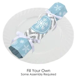 Big Dot Of Happiness Winter Wonderland - No Snap Snowflake Holiday Party And Winter Wedding Party Table Favors - DIY Cracker Boxes - Set Of 12