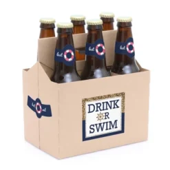 Big Dot Of Happiness Last Sail Before The Veil - Nautical Bridal Shower & Bachelorette Party Décor - 6 Beer Bottle Label Stickers & 1 Carrier