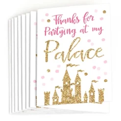 Big Dot Of Happiness Little Princess Crown - Pink And Gold Princess Baby Shower Or Birthday Party Thank You Cards (8 Count)