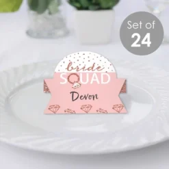 Big Dot Of Happiness Bride Squad - Rose Gold Bridal Shower Or Bachelorette Party Tent Buffet Card - Table Setting Name Place Cards - Set Of 24