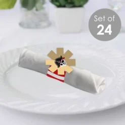 Big Dot Of Happiness Pirate Ship Adventures - Skull Birthday Party Paper Napkin Holder - Napkin Rings - Set Of 24