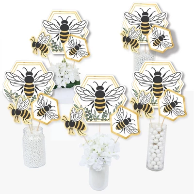 Big Dot Of Happiness Little Bumblebee - Bee Baby Shower Or Birthday Party Centerpiece Sticks - Table Toppers - Set Of 15 1 Big Dot Of Happiness Little Bumblebee - Bee Baby Shower Or Birthday Party Centerpiece Sticks - Table Toppers - Set Of 15