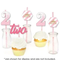 Big Dot Of Happiness 2nd Birthday Little Princess Crown - Paper Straw Decor - Pink & Gold Second Birthday Party Striped Decorative Straws - Set Of 24 -Aurora Party Sales GUEST 2def872e 415e 489f ae99 f2b93037032a