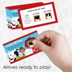 Big Dot Of Happiness Farm Animals - Barnyard Baby Shower Or Birthday Party Game Scratch Off Cards - 22 Count