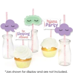 Big Dot Of Happiness Pajama Slumber Party - Paper Straw Decor - Girls Sleepover Birthday Party Striped Decorative Straws - Set Of 24 -Aurora Party Sales GUEST 2e443284 36d4 495e ac47 27f2b9e0754b
